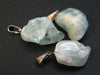 Lot of 3 Natural Tumbled Aquamarine Pendant Stone from Brazil