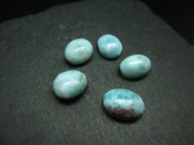 Lot of 5 oval Larimar cabochons From Dominican Republic
