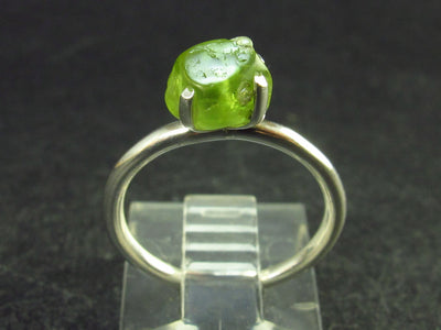 Natural Raw Peridot Olivine Sterling Silver Ring - 1.61 Grams - Size 4.25
