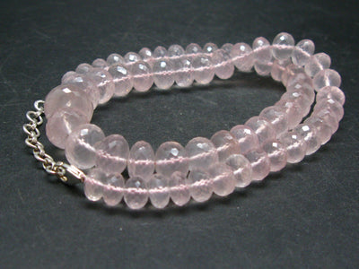 Symbol of Love and Beauty!! High Quality Gem Sparkly Faceted Rose Quartz Beads Necklace from Brazil - 16.5"