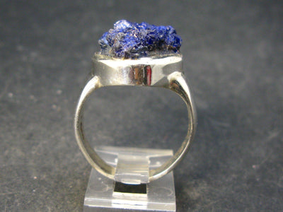 Deep Blue Evening Sky above Desert!! Saturated Royal Blue Rough Azurite Sterling Silver Ring - Size 8.5
